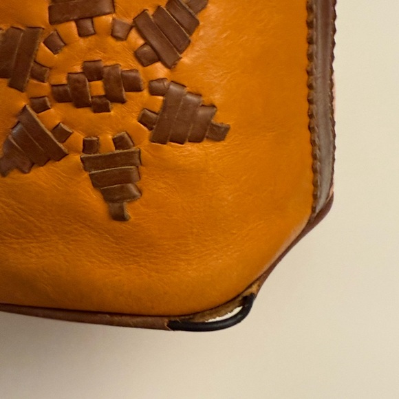 Patricia Nash Brindisi Distressed Brown and Tan Leather Drawstring Bag - Picture 6 of 13